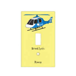 Cute police department helicopter chopper cartoon light switch cover