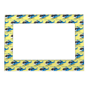 Cute police department helicopter chopper cartoon magnetic frame