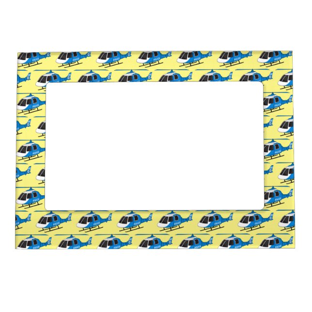 Cute police department helicopter chopper cartoon magnetic frame (Front)
