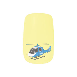 Cute police department helicopter chopper cartoon minx nail art
