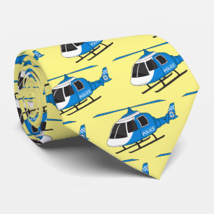 Cute police department helicopter chopper cartoon neck tie