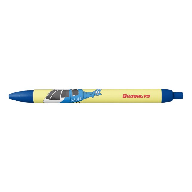Cute police department helicopter chopper cartoon pen (Front)
