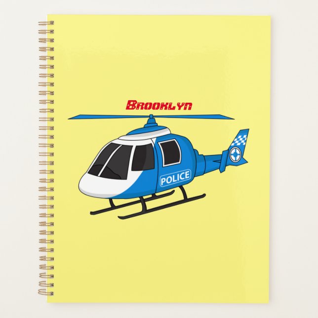 Cute police department helicopter chopper cartoon planner (Front)