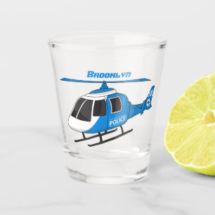 Cute police department helicopter chopper cartoon shot glass