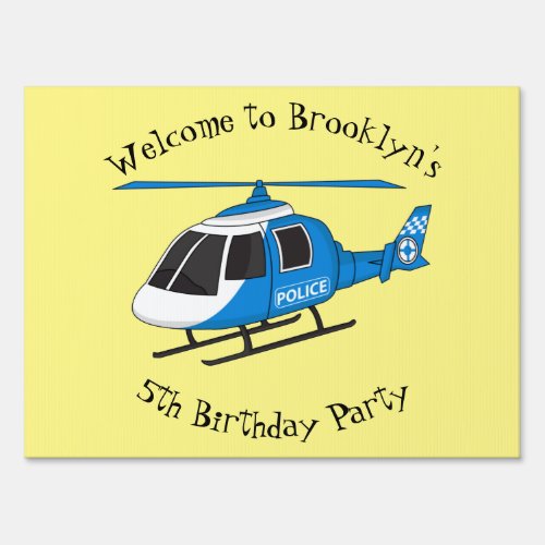 Cute police department helicopter chopper cartoon sign