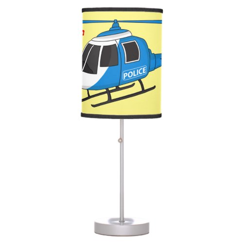 Cute police department helicopter chopper cartoon  table lamp