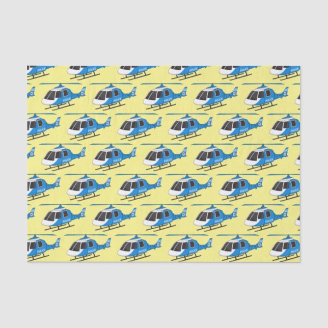 Cute police department helicopter chopper cartoon tissue paper (Front)