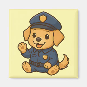 Cute Police Golden Retriever Magnet Adorable Dog