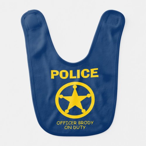 Cute police officer badge baby bib with big star