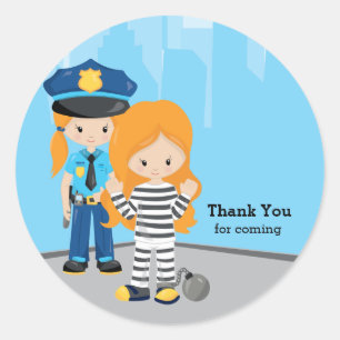 Cute Police Officer Classic Round Sticker