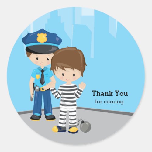 Cute Police Officer Classic Round Sticker