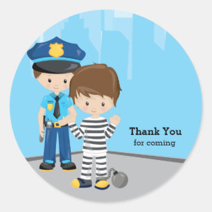 Cute Police Officer Classic Round Sticker