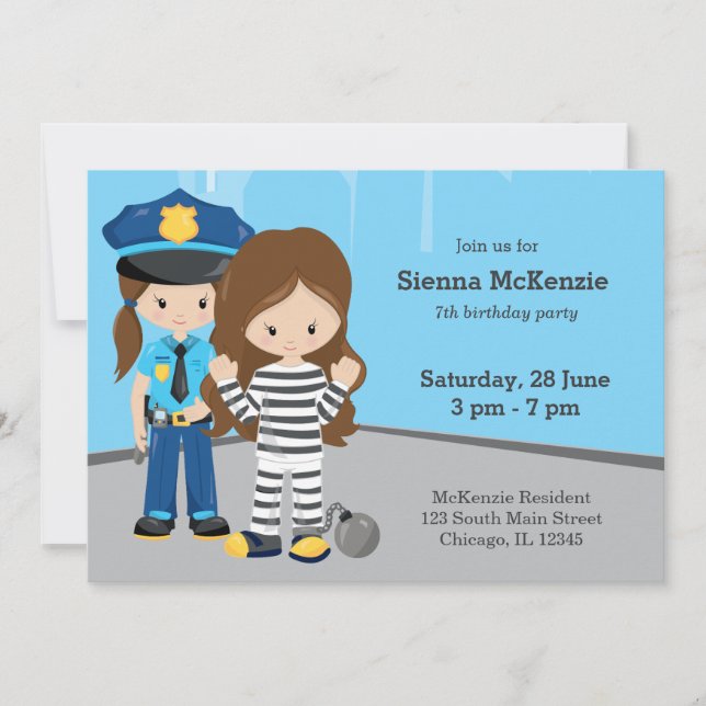 Cute Police Officer Invitation (Front)