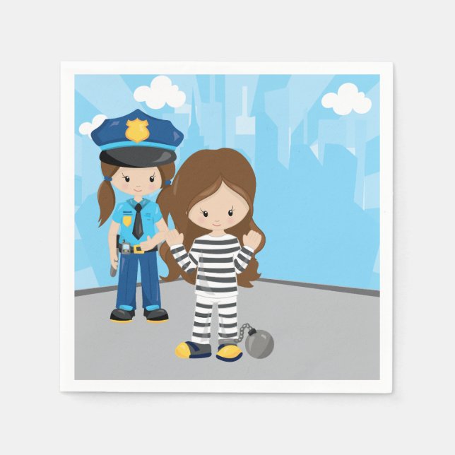 Cute Police Officer Paper Napkins (Front)