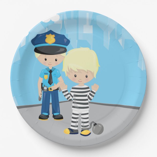 Cute Police Officer Paper Plates (Front)