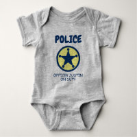 Cute police officer star badge baby bodysuit