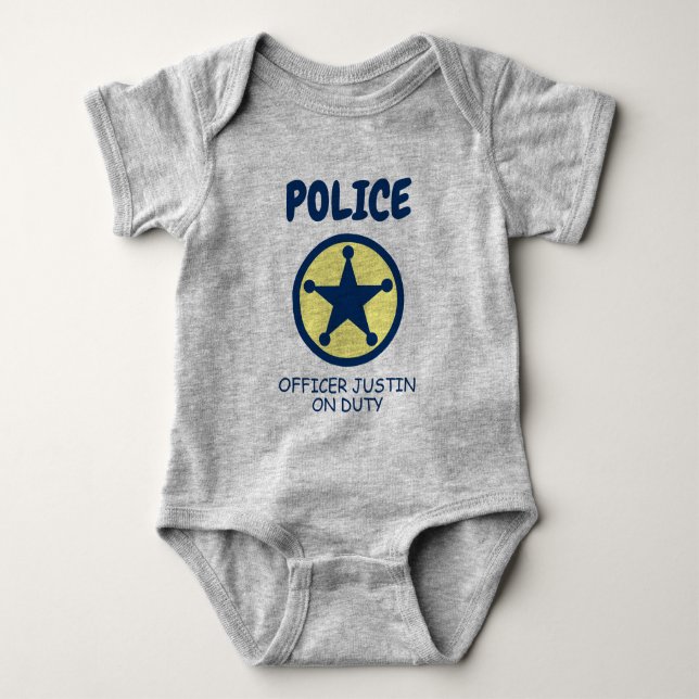 Cute police officer star badge baby bodysuit (Front)