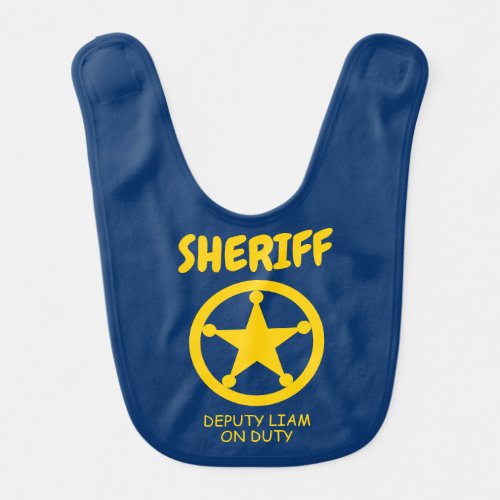 Cute police sheriff deputy yellow star badge baby  baby bib
