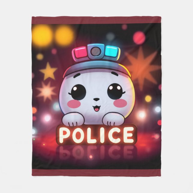 Cute Police Squad – Adorable Patrol Design Fleece Blanket (Front)