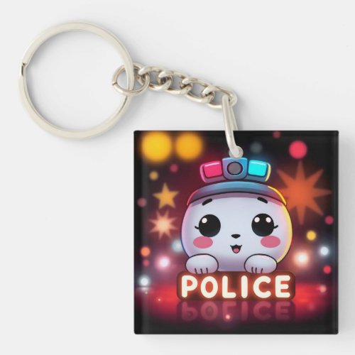 Cute Police Squad – Adorable Patrol Design Keychain
