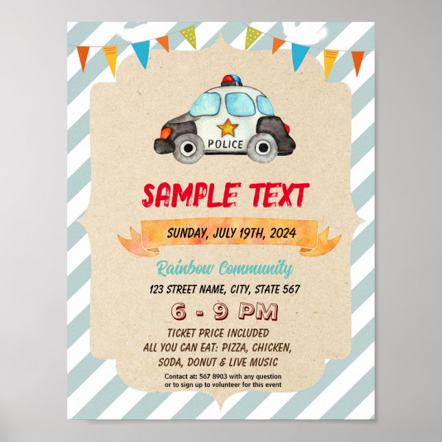 Cute Police theme flyer Poster (Front)