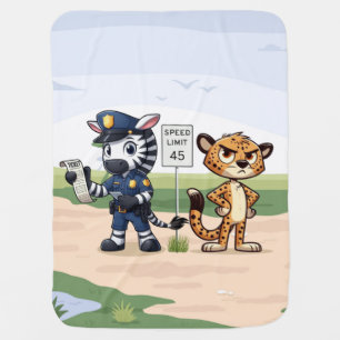 cute police zebra & cheetah baby blanket