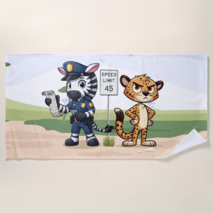 cute police zebra & cheetah beach towel