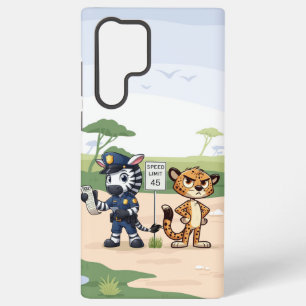 cute police zebra & cheetah samsung galaxy s22 ultra case