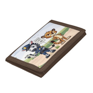 cute police zebra & cheetah tri-fold wallet