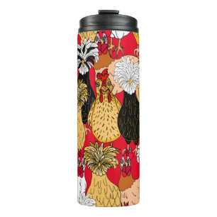Cute Polish Chickens and Hens Thermal Tumbler