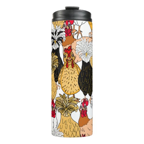 Cute Polish Chickens and Hens Thermal Tumbler