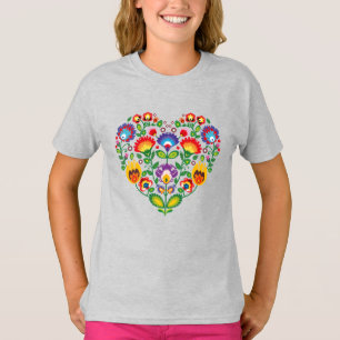 💗Cute polish Folk Wycinanki heart T-Shirt