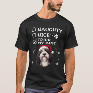 Cute Polish Lowland Dog Christmas Naughty Nice Tri T-Shirt