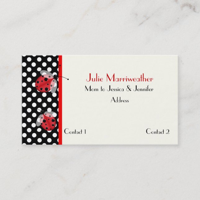 Cute Polka Dot and Ladybug Mommy Card (Front)