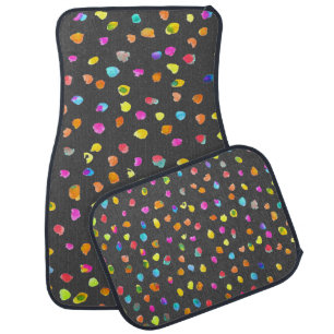 Cute polka dot art colorful girly funky car floor mat