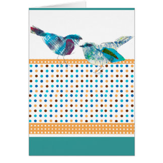 Cute Polka Dot Blue Bird Modern Design Cards