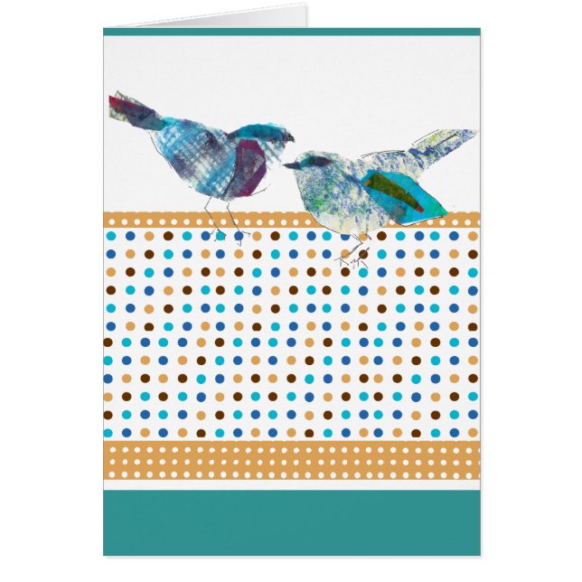 Cute Polka Dot Blue Bird Modern Design Cards (Front)