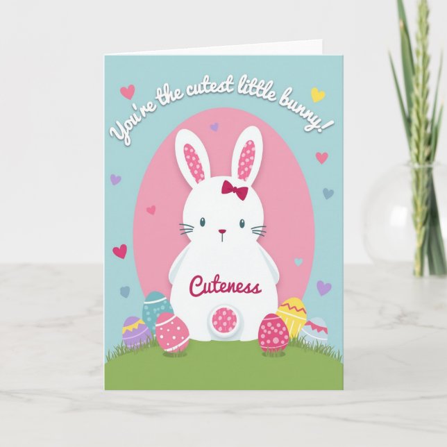 Cute Polka Dot Bunny Friend Card (Front)