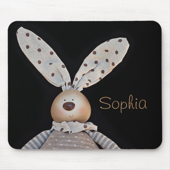 Cute Polka Dot Bunny Mouse Pad (Front)