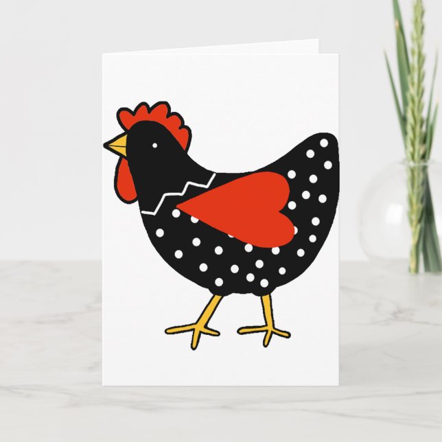 Cute Polka Dot Chicken Holiday Card (Front)