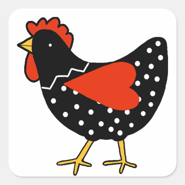 Cute Polka Dot Chicken Square Sticker (Front)