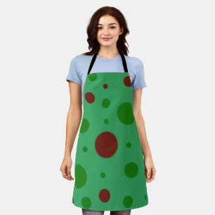 Cute polka dot Christmas Red Green pattern Apron