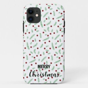 Cute polka dot Christmas tree Red Green pattern iPhone 11 Case