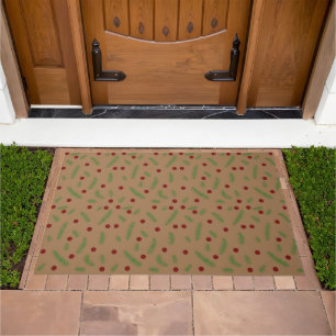 Cute polka dot Christmas tree Red Green pattern Doormat