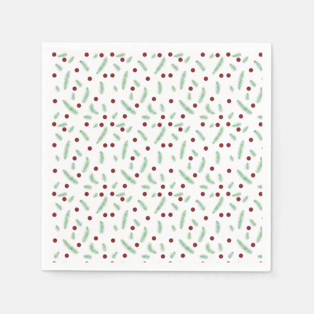 Cute polka dot Christmas tree Red Green pattern Napkins (Front)