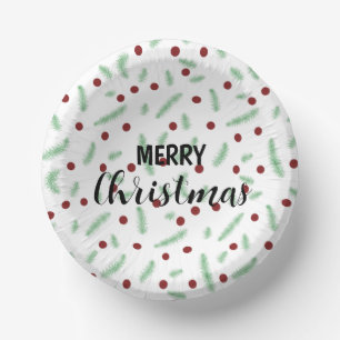 Cute polka dot Christmas tree Red Green pattern Paper Bowls
