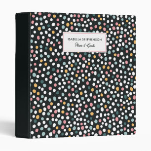Cute Polka Dot Confetti Pattern Custom Name 3 Ring Binder