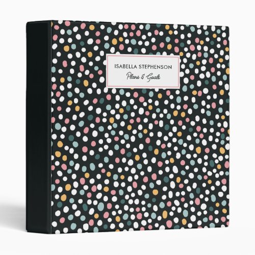 Cute Polka Dot Confetti Pattern Custom Name  3 Ring Binder