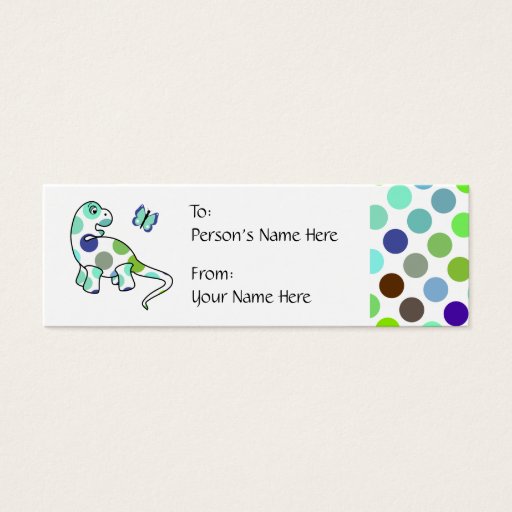 Customizable Cute Polka Dot Dinosaur Gift Tag Business Card Templates
