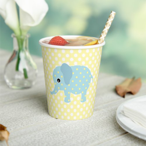 Cute Polka Dot Elephant Baby Shower Paper Cups
